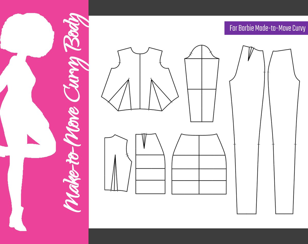 Excited to share the latest addition to my #etsy shop: Barbie Made-to-Move Curvy Basic Pattern Set Block Sloper Foundation PDF 1/6 Fashion Doll Clothes Pattern Bodice Skirt Pants MTM-C-001 etsy.me/3CKSFNG #sewing #barbieoutfit #dollclothespattern #sewingpattern