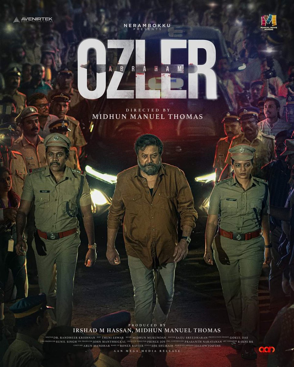 New poster of Midhun Manuel Thomas directorial #AbrahamOzler. 

Starring #Jayaram, #ArjunAshokan, #AnaswaraRajan, #SaijuKurup, #Jagadheesh