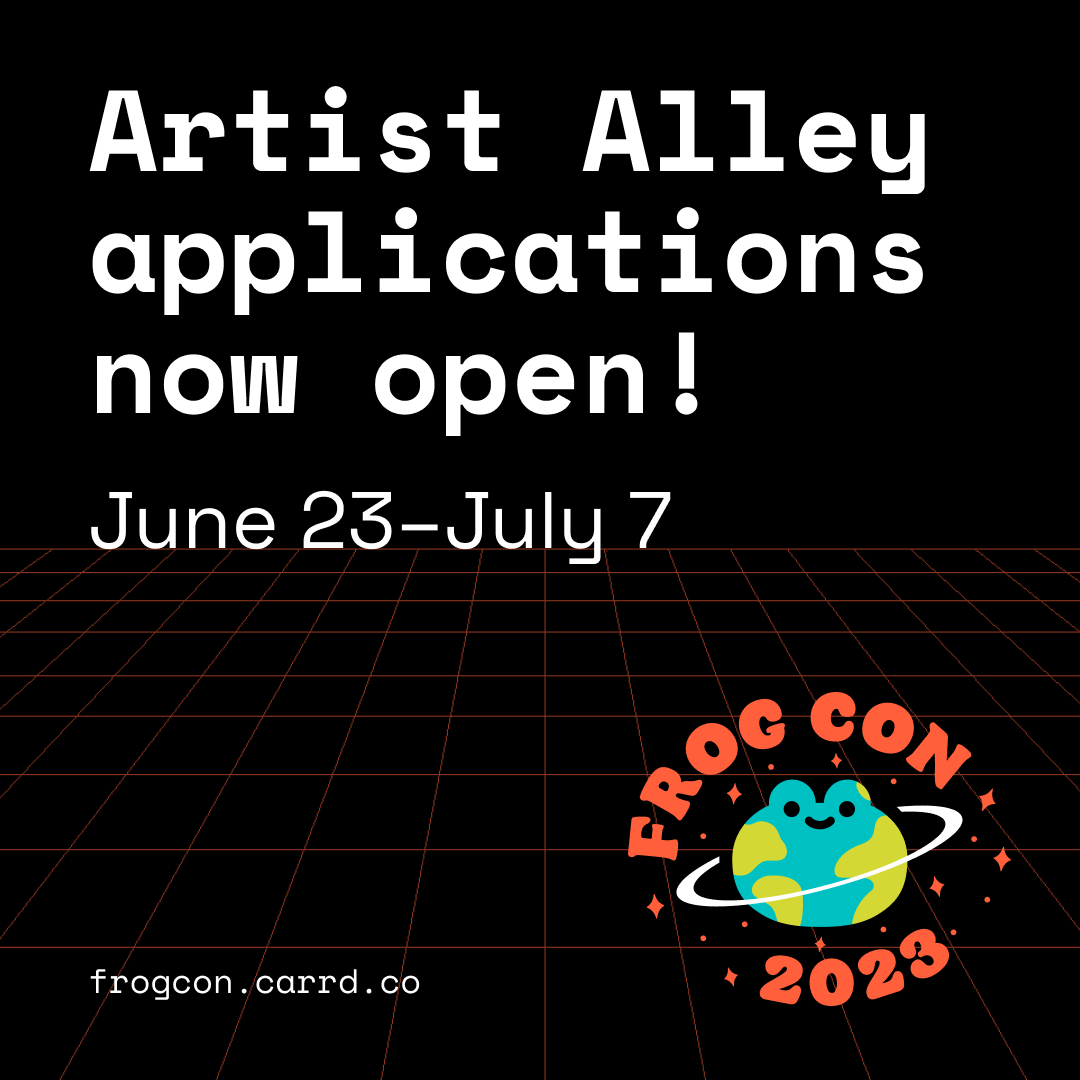 thefrogcult's tweet photo. Artist Alley applications for Frog Con 2023 are now live! We're looking forward to see all your submissions! 🐸🎨✨
https://t.co/DLRzPIb63i https://t.co/NCBExu6bvR