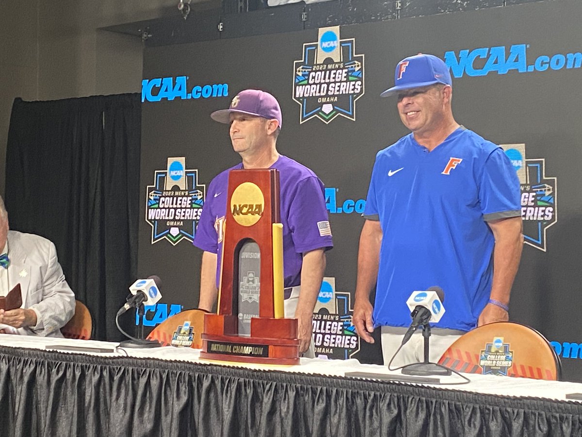 The two head coaches playing for the national title. @LSUbaseball @GatorsBB #LSU