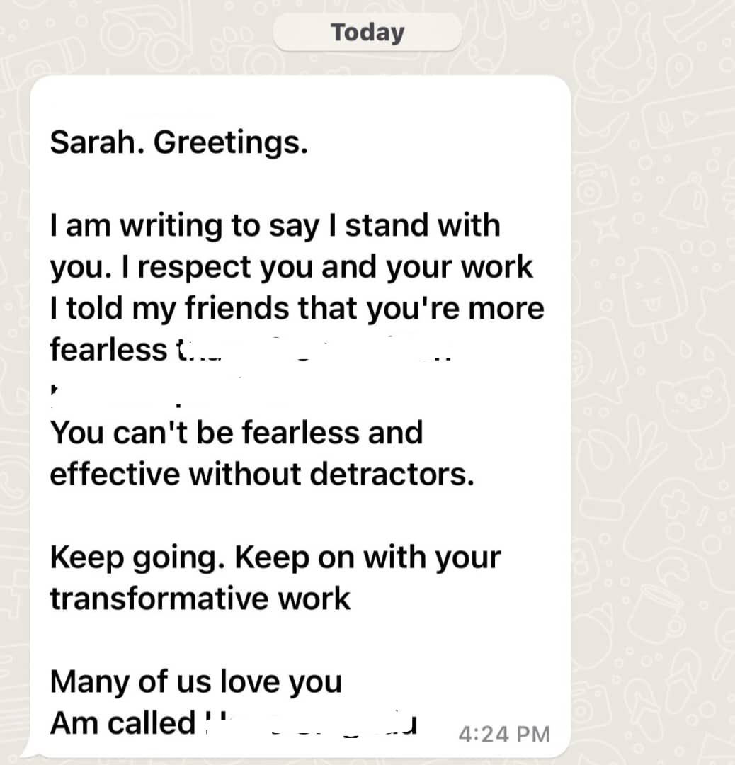 SarahBireete's tweet photo. We thank our friends, beneficiaries and colleagues that are reaching out in appreciation of @ccgea1’s work. We shall keep making our contribution. There is enough space for everyone in activism and there is always room at the top 👏👏👏 

To my beloved staff #KeepKeepingOn ✊✊✊ https://t.co/t04RDg4Dqs