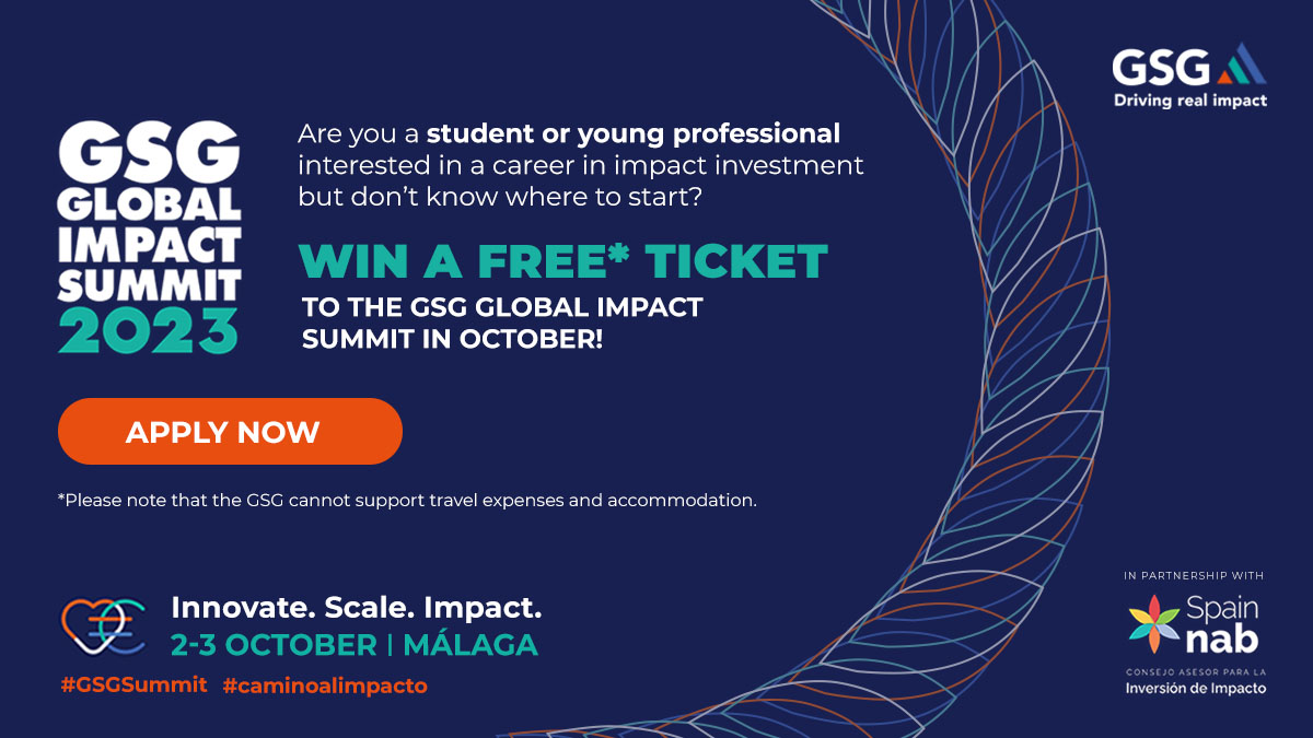 📅The #GSGSummit is only 100 days away! 
If you're a recent graduate looking to launch a career in #impactinvesting, there's still time to win a complimentary pass* to attend our Summit in Malaga this October. 
Learn more 👉 bit.ly/3MBxjrX
#Caminoalimpacto 
*T&amp;Cs apply