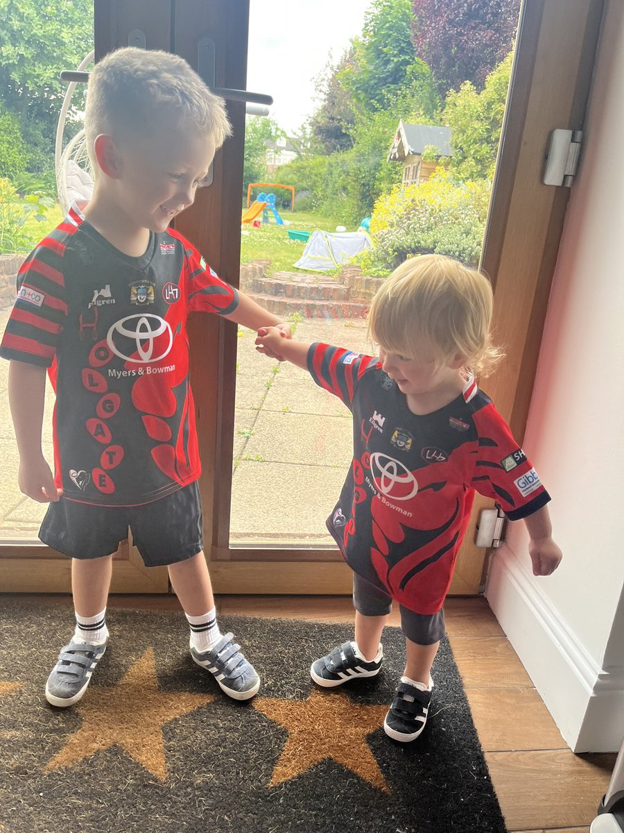 The boys loving their new LH7 <a href="/WorkingtonTown/">Workington Town</a> Charity shirt! Home colours for a special occasion on Sunday 🔴⚫️🔴⚫️🔴⚫️