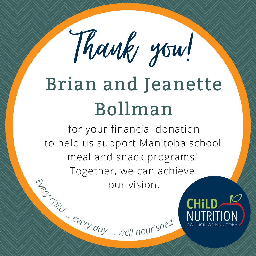 Financial donations go a long way in helping us support Manitoba school-aged children with #schoolfood. Thank you to donors like you for helping us achieve our vision. Every child … every day … well nourished. #schoolmealprogram #childnutritioncouncilofmb