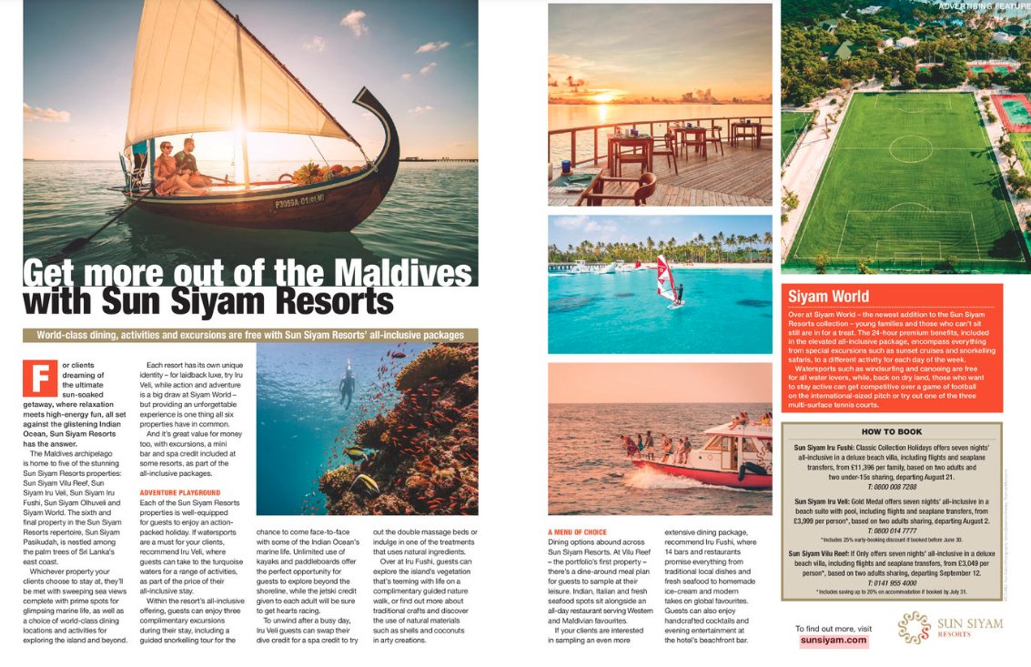 travelweekly's tweet photo. Sponsored: Get more out of the Maldives with Sun Siyam Resorts https://t.co/AigKmtAAVD https://t.co/PbfBTc1Zrp