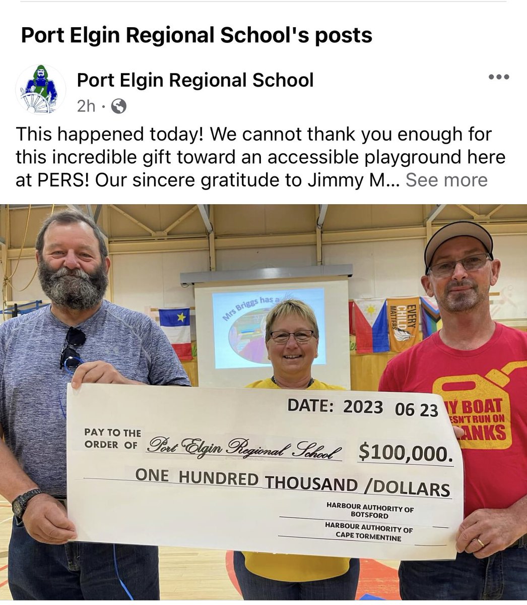 Always so nice to see news from home like this :). <a href="/port_nb/">Port Elgin Regional School NB</a> #hometown