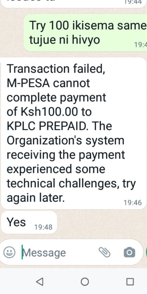 Dan01079394's tweet photo. @KenyaPower_Care Good evening could there be hitch on your I'm trying to buy token it is failing with this response https://t.co/rwDXHNLZvM