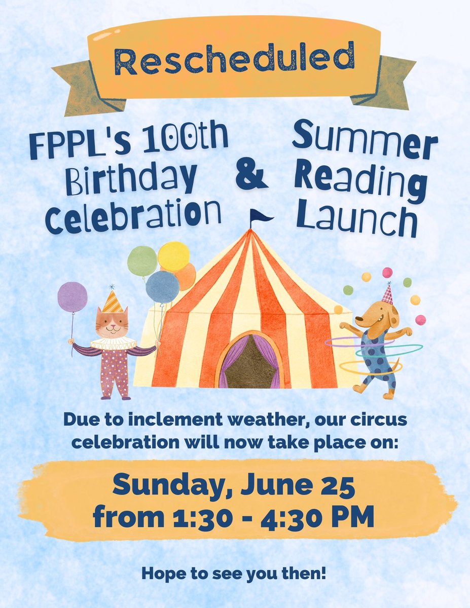 FPLibrary17's tweet image. Hope you can all make it on Sunday at 1:30. We&apos;ve re-scheduled because of the predicted rain tomorrow!

No registration, all are welcome.

#floralparklibrary #fpplevents #fpl100 #happybirthdayfloralparklibrary