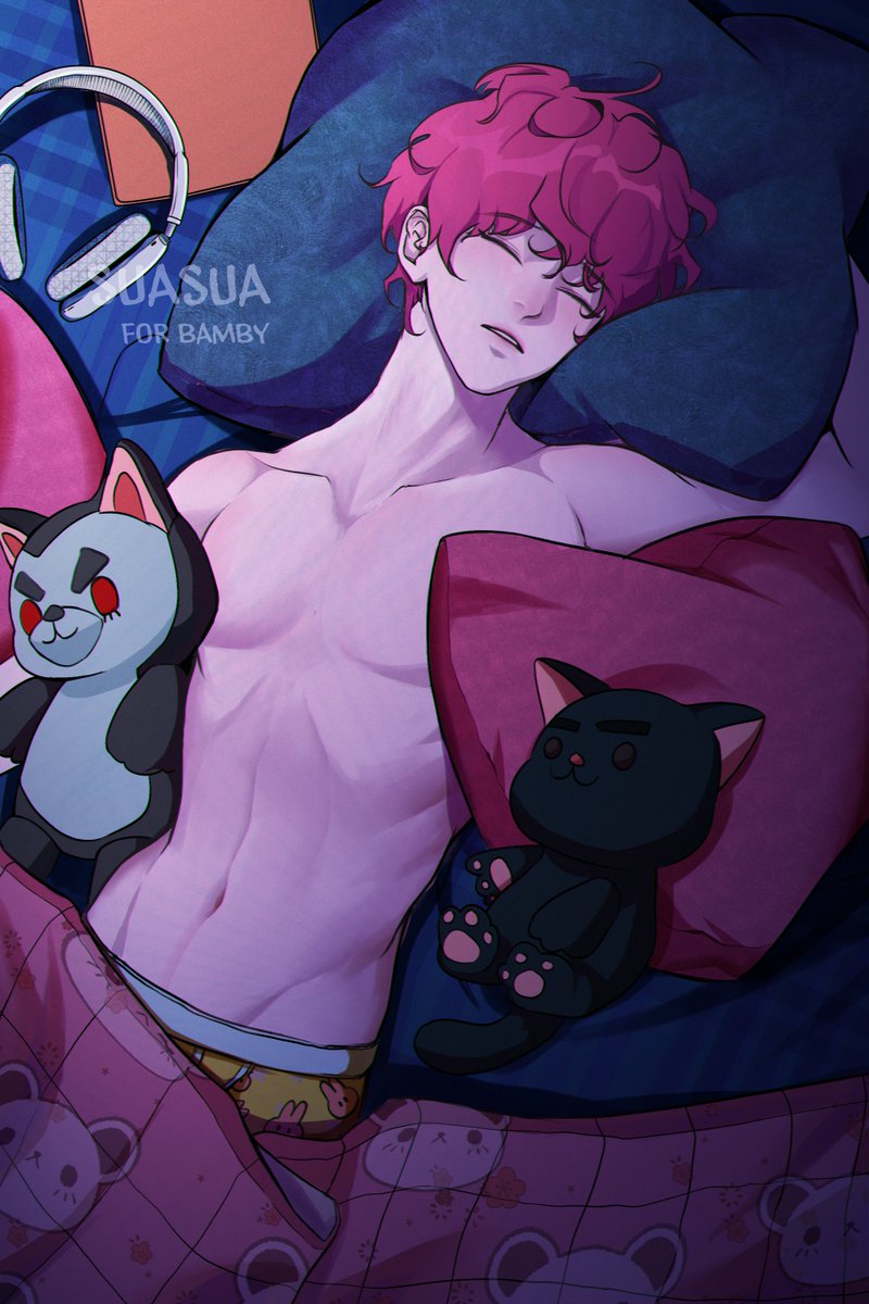 Bonggu said: When he sleeps he doesn't wear clothes =3= 

#fanart #Bamby