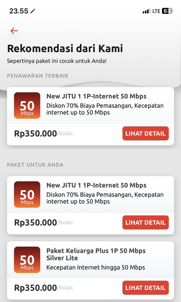 ryzf46's tweet photo. @IndiHomeCare mau downgrade harga 50Mbps yang 350rb tolong bantu. https://t.co/9IRmYNr7DV