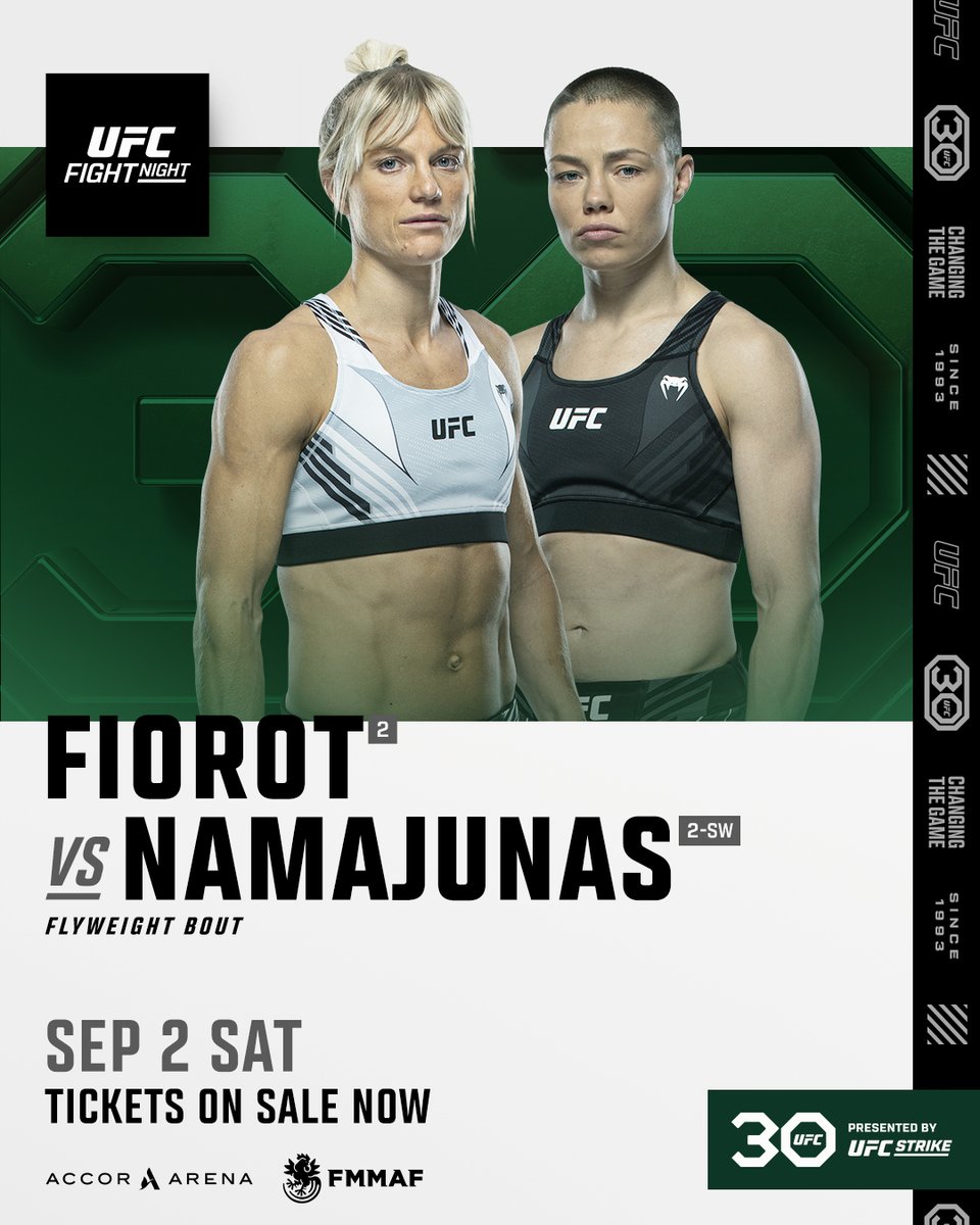 ufc's tweet photo. 🚨 THIS IS NOT A DRILL 🚨

@ManonFiorot_MMA vs @RoseNamajunas is OFFICIAL for #UFCParis!!! 

Get your tickets here 🔗 https://t.co/uHNHBcjqAy https://t.co/ZfSFug77hL