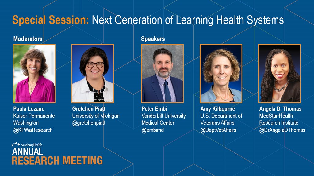 AcademyHealth (@academyhealth) on Twitter photo Don't miss this special session at #ARM23 on the next generation of Learning Health Systems with Paula Lozano of <a href="/KPWaResearch/">KP WA Research</a> <a href="/gretchenpiatt/">Gretchen Piatt</a>, <a href="/embimd/">Peter EmbĂ, MD, MS</a> Amy Kilbourne of <a href="/DeptVetAffairs/">Veterans Affairs</a> and <a href="/DrAngelaDThomas/">Dr. Angela D. Thomas</a>. Happening Sunday, June 25 at 11am PT: academyhealth.confex.com/academyhealth/… Don't miss this special session at #ARM23 on the next generation of Learning Health Systems with Paula Lozano of <a href="/KPWaResearch/">KP WA Research</a> <a href="/gretchenpiatt/">Gretchen Piatt</a>, <a href="/embimd/">Peter EmbĂ, MD, MS</a> Amy Kilbourne of <a href="/DeptVetAffairs/">Veterans Affairs</a> and <a href="/DrAngelaDThomas/">Dr. Angela D. Thomas</a>. Happening Sunday, June 25 at 11am PT: academyhealth.confex.com/academyhealth/…