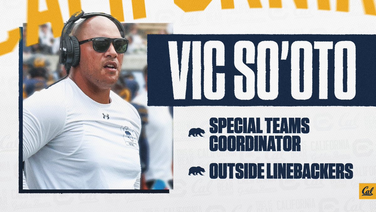 CalFootball's tweet photo. Vic Soโoto Adds Special Teams Coordinator Duties
https://t.co/ytXnSJM2yd https://t.co/Yh1q9Xurgt
