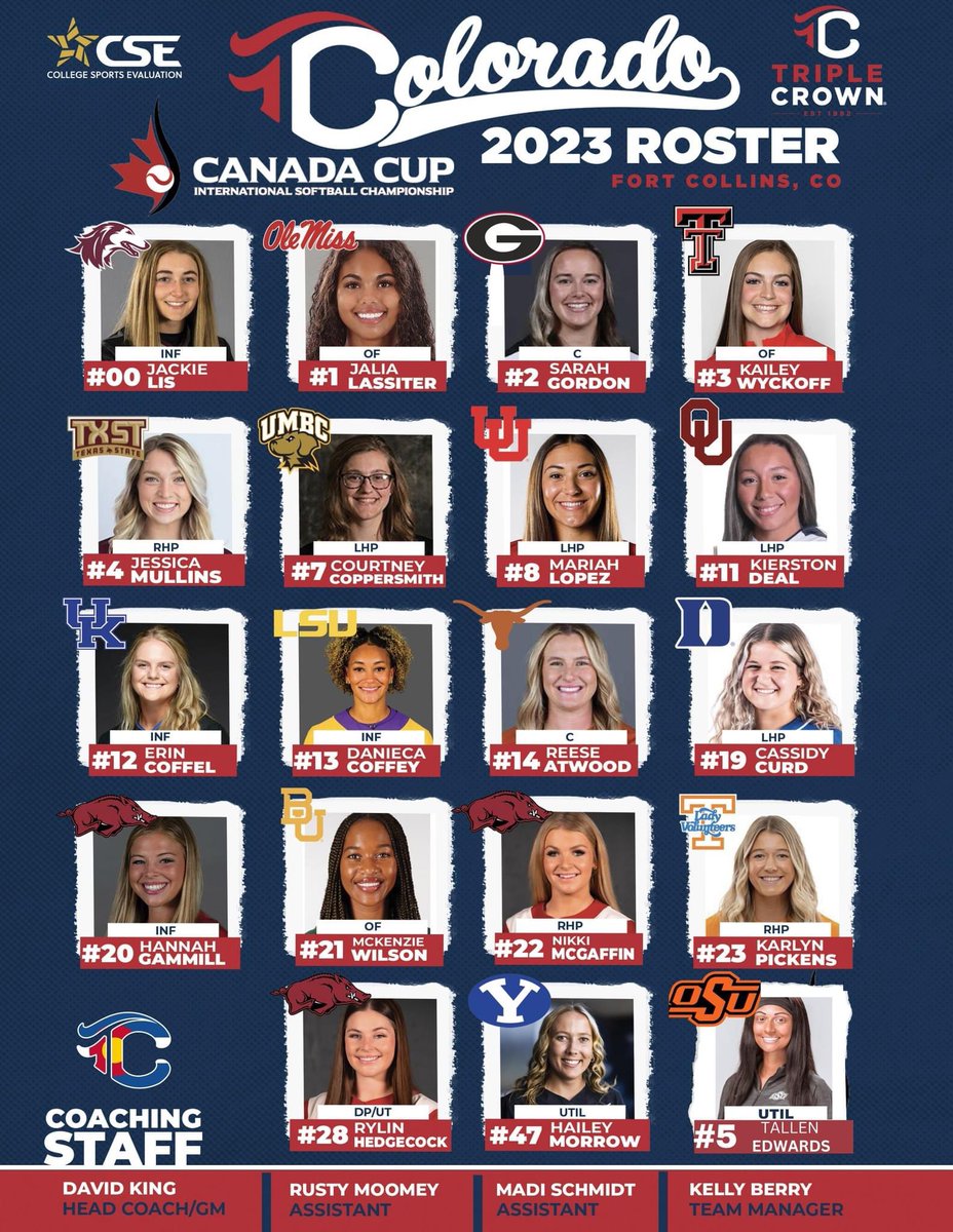 Let’s Gooo TC Colorado!!! Jess will be playing with these awesome players in the 2023 Canadian Cup and representing TXST!! ❤️🥎