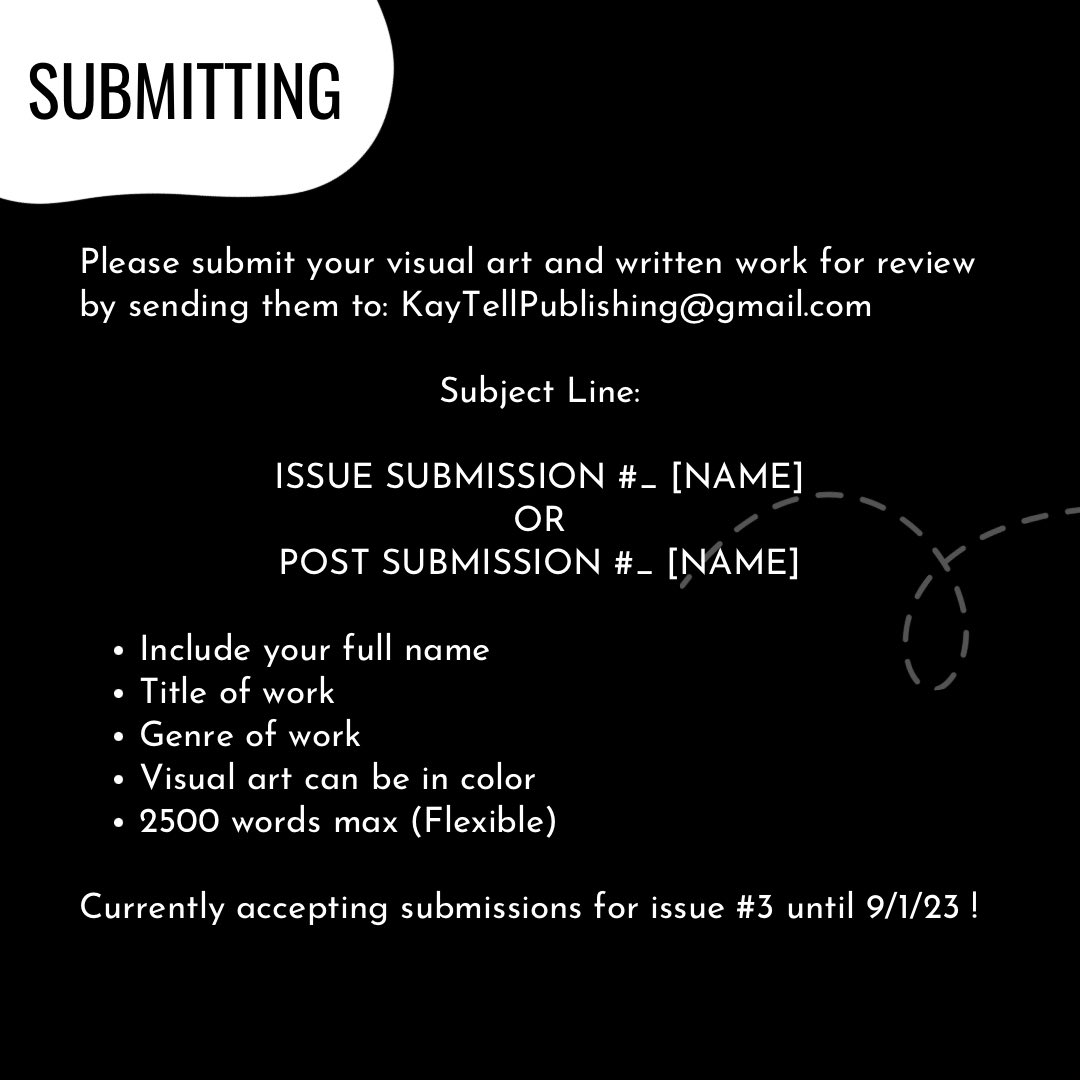 kaytellink's tweet image. Currently accepting all genres of writing and artwork for our next issue of the literary magazine!
