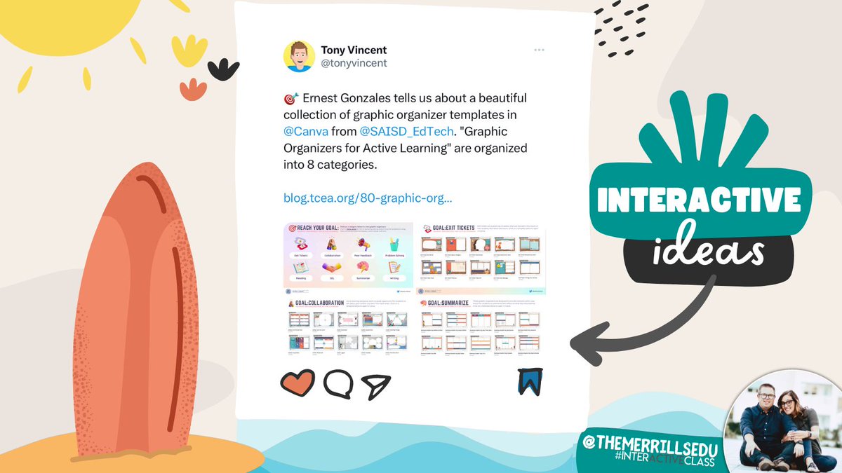 ⭐️ It's 'Follow Friday!' ⭐️️

Check out these ideas from @ergoEDU and @tonyvincent! 💡💯

Read the entire blog post ⤵️
blog.tcea.org/80-graphic-org…

#interACTIVEclass #ISTE #ISTELive #ISTELive23 #NotAtISTE #Teaching #Teacher #School #TCEA @TCEA