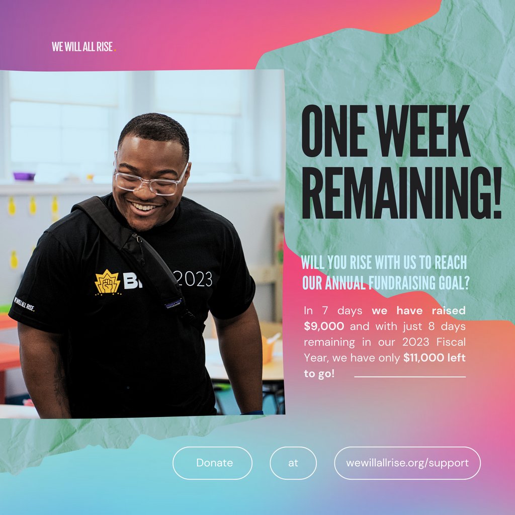 Through your contributions, we are able to marshall our resources to educate, elevate, and empower men of color throughout the country throughout targeted and sustainable education college and career initiatives. Visit wewillallrise.org/support to donate today!

#wewillallrise