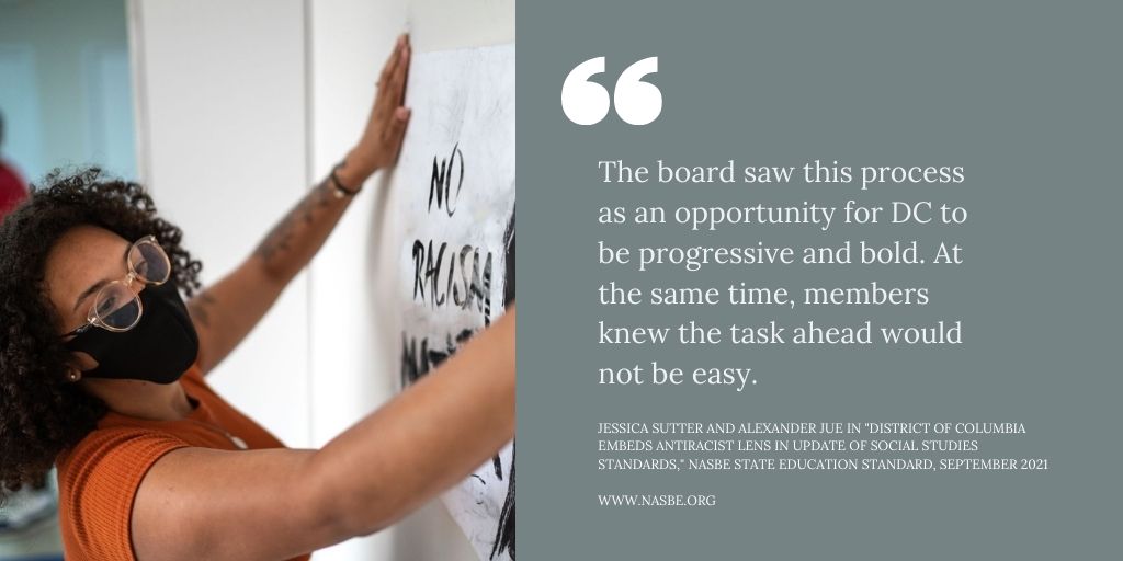 .@DCSBOE passed their #socialstudies standards this week. In #NASBEStandard, former board chair @jessicasutterW6 and Alexander Jue share about the work: 'The board saw this process as an opportunity for DC to be progressive and bold,' they wrote. More: ow.ly/fNzA50OVC4v