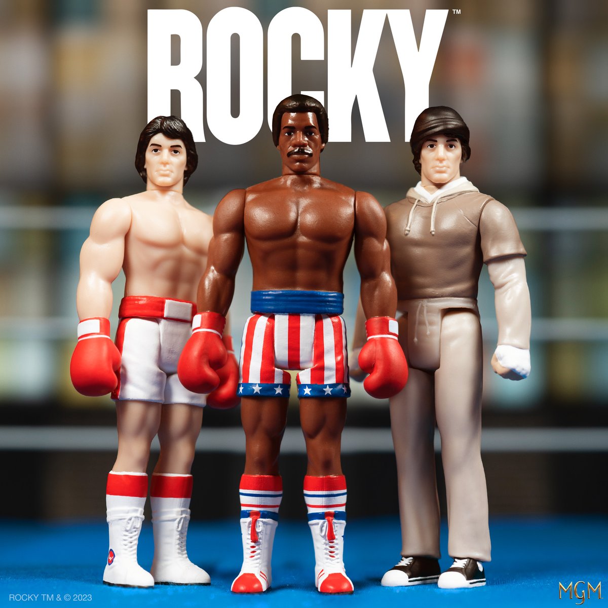 super7store's tweet image. Relive one of the greatest sports movies ever made with Wave 2 of the Rocky ReAction Figures featuring the champ Apollo Creed and Rocky, in both his iconic training sweats and as the challenger! Available now bit.ly/3XkIglf #Super7