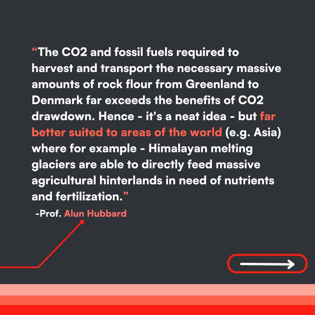 ArcticBasecamp's tweet photo. What is the true potential of the rock 'flour' being researched in Greenland? Experts Profs. Jason Box - @climateice - and Alun Hubbard give their opinion on it’s potential of #sequestering large amounts of CO2 https://t.co/dxmDObL1JC