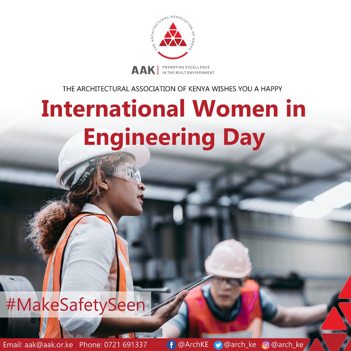 The Architectural Association of Kenya Wishes you a happy International Women in Engineering Day!

#MakeSafetySeen @Engineers_aak