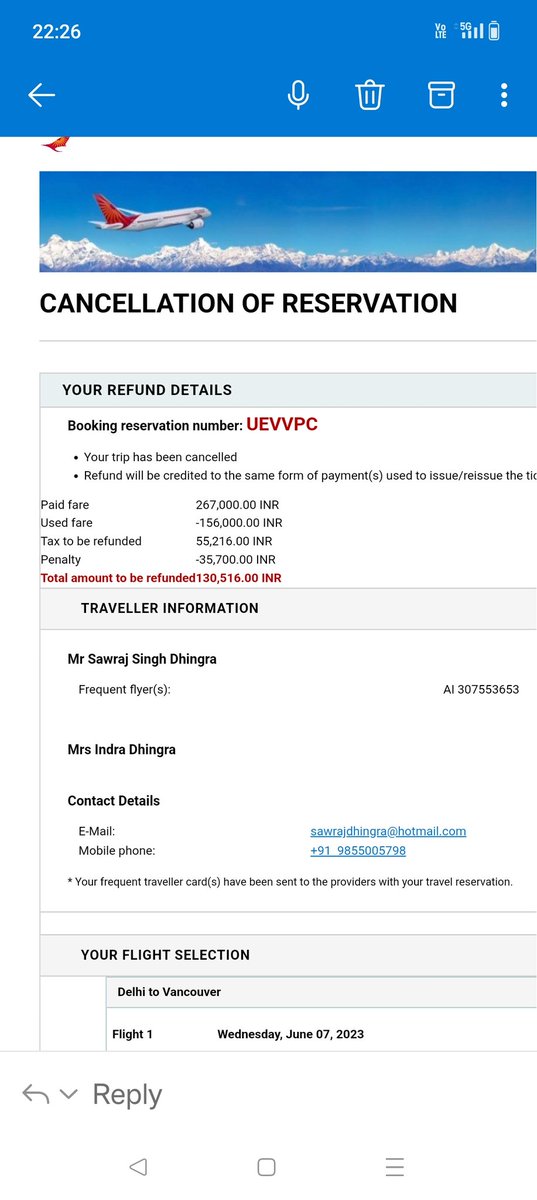 @airindia @campbellwilson @ilkerayci This is how you do this. Deduct 50pc from people who are already in distress! Is this your way of helping? Unbelievable! Clear example of why Air India has such a poor reputation. Your actions ensure that the reputation is upheld every day!