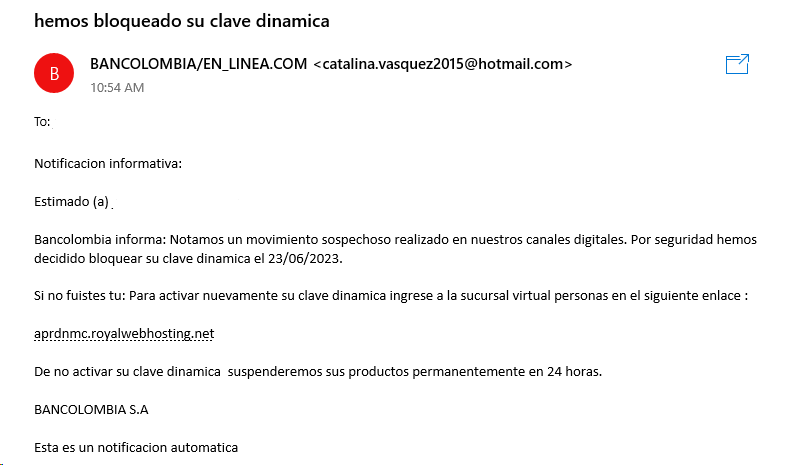 m13_biker's tweet photo. @Bancolombia @Bancolombia_Inv ya los correos de phishing no se esmeran!! :P https://t.co/vtuvQG0u0D
