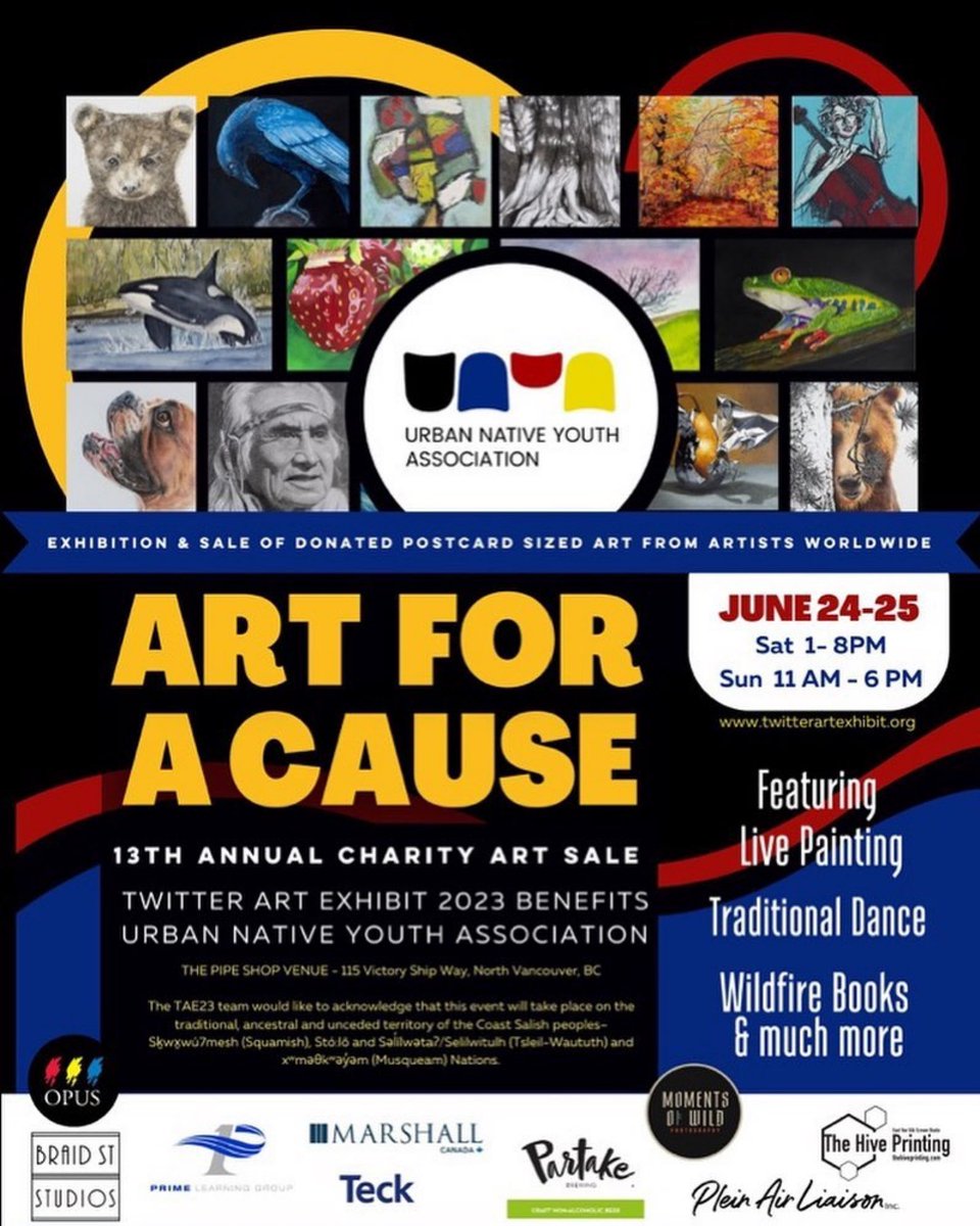 Over 600+ pieces of art from around the world at one of the largest art shows #Vancouver has ever seen. Charity event in support of Urban Native Youth Association. OPENING tomorrow at 1pm. #northvancouver #yvr #yvrevents #indigenous #indigenousmonth