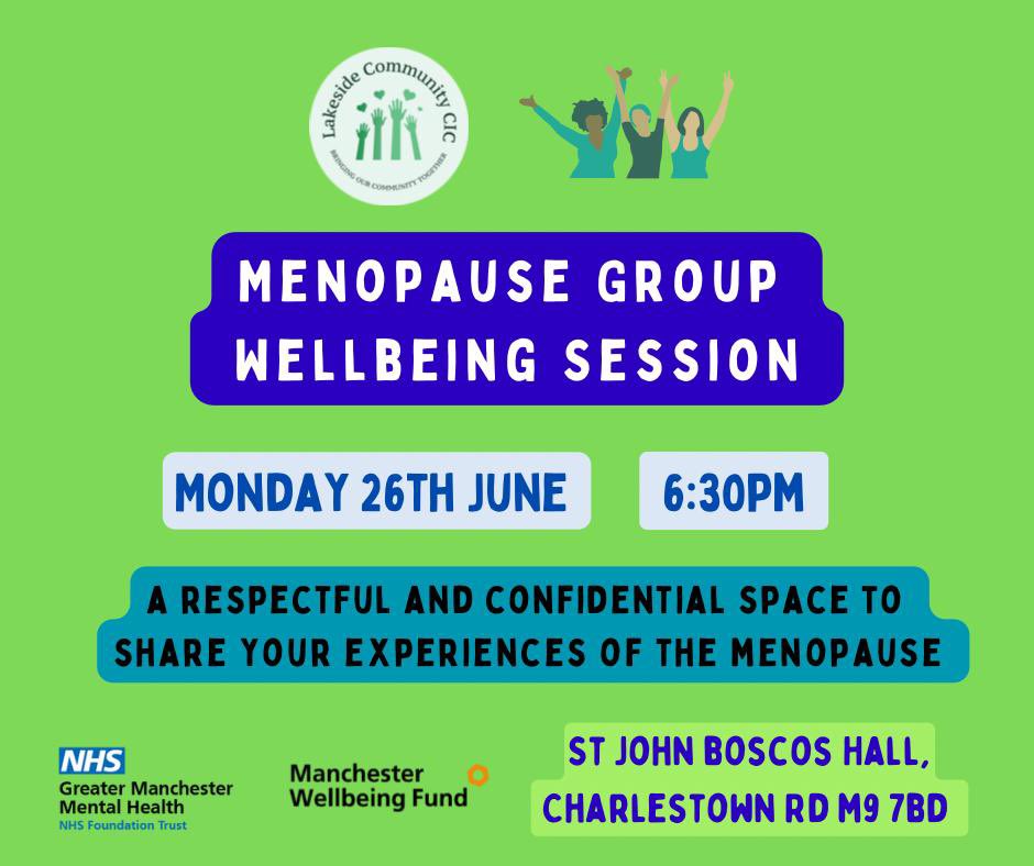 Our next Menopause group is on Monday 26th June. Come and have a brew with us ❤️ #Menopause #perimenopause #charlestown #manchester