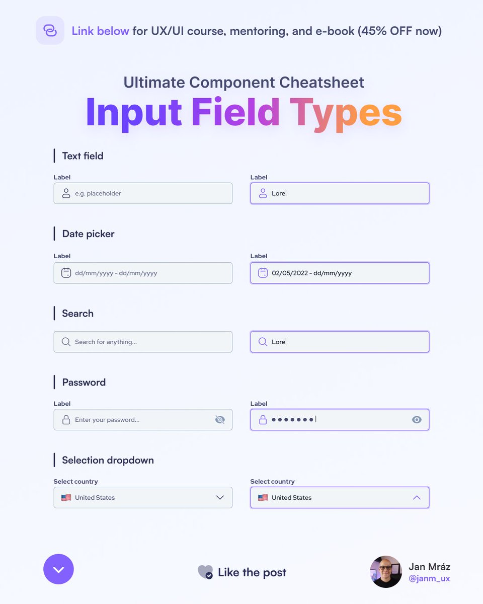Ultimate component cheatsheet to input field types 🚀