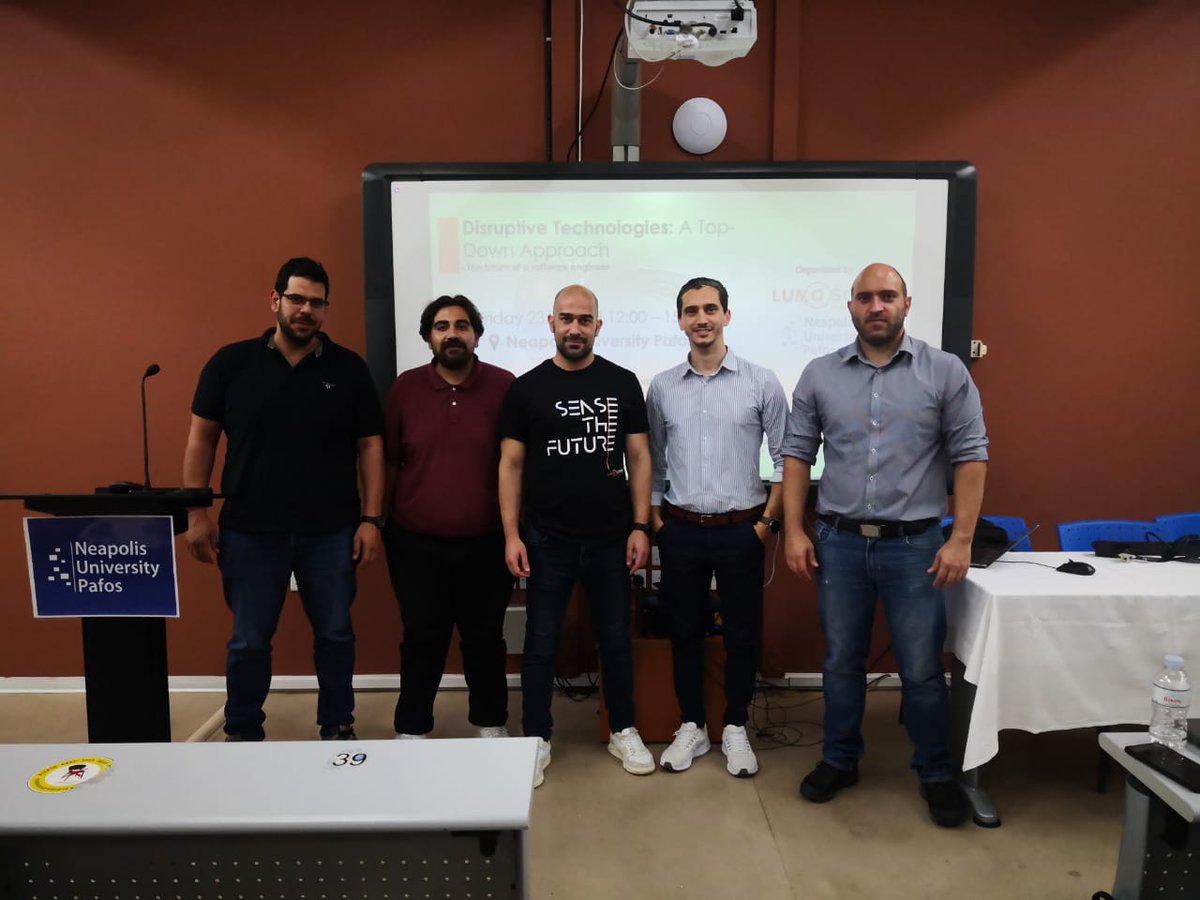 ergonact's tweet photo. Announcement! 📢 Our team had the honor of sharing our expertise and insights today with Computer Science students from the Neapolis University Pafos. We express our sincere appreciation to everyone who attended and we hope you found our presentation informative and inspiring! https://t.co/km1RLireeL