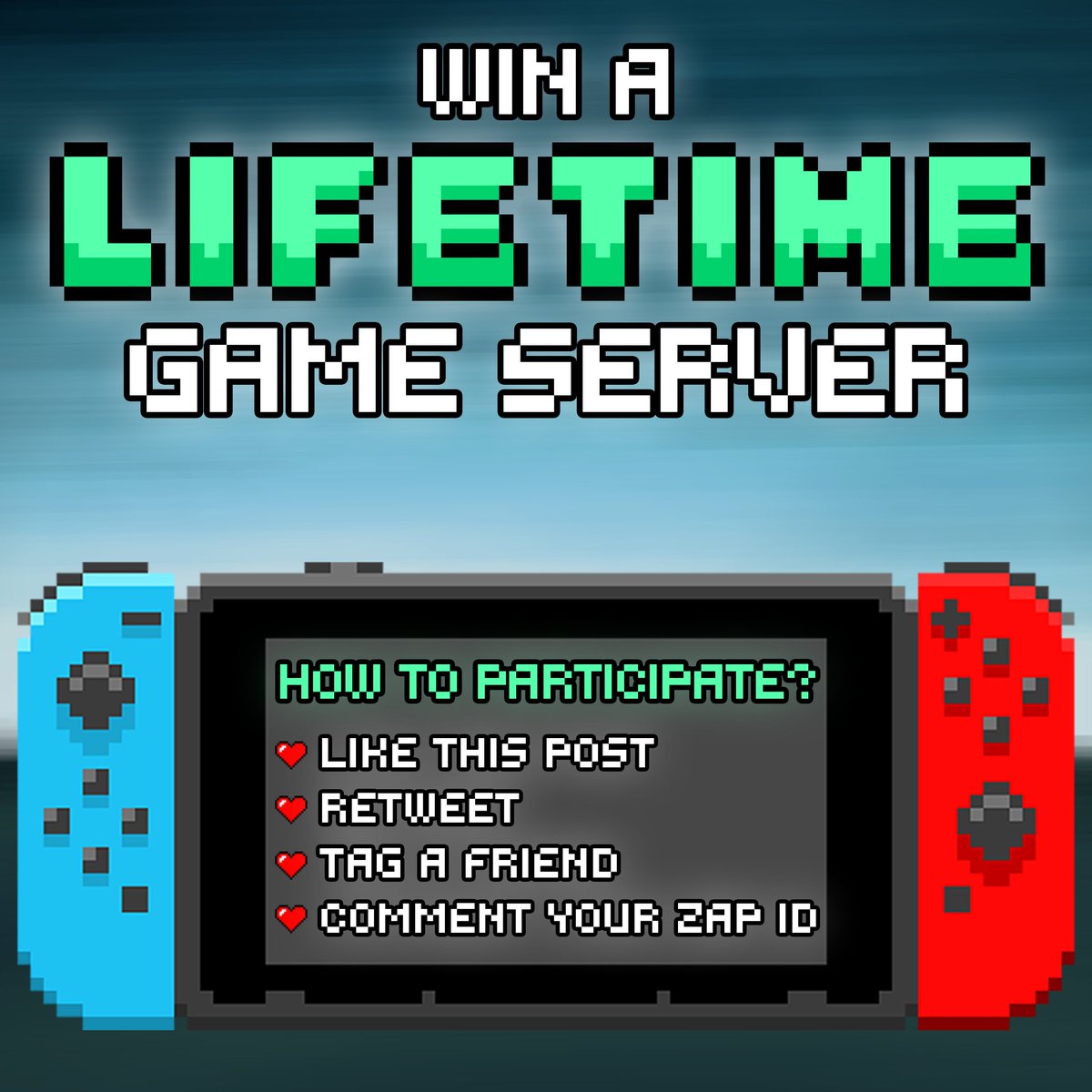 Throughout the Summer, we'll be giving away a bunch of our awesome products, and first up, we're giving you a chance to win a Lifetime game server of YOUR CHOICE! 🔥

Entering is super easy:
☀️ Like this post,
☀️ Retweet,
☀️ Tag a friend,
☀️ Drop your ZAP ID in the comments