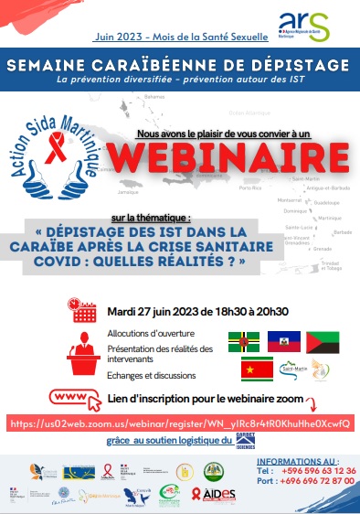 PromoSanteGpe's tweet photo. Action Sida Martinique vous invite à son webinaire intitulé « Dépistage des IST dans la caraïbe après la crise sanitaire COVID, quelles réalités ? »
📅Mardi 27 juin 2023 de 18h30 à 20h30
👉Inscription ici : https://t.co/DeyER1cRsA https://t.co/L7AaVGHlIz