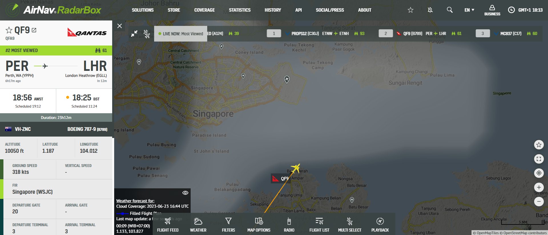 AviationSource on Twitter QF9 is now on final approach into Singapore Changi