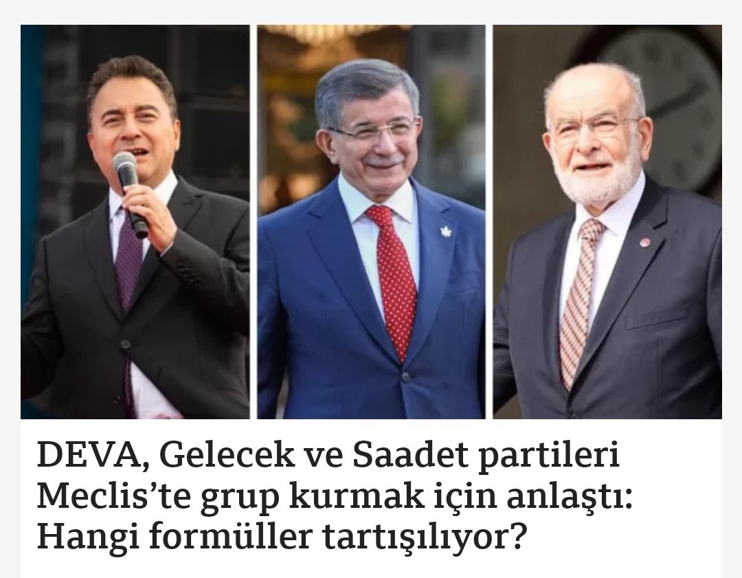 Bakın #AltılıMasa ne kadar kırılgan ve samimiyetsizmiş.
@devapartisi , 
@GelecekPartiTR ve 
@SaadetPartisi 
mecliste grup kurmak için anlaşamadılar. 
Hafazan Allah, bunlar hükümet ortağı olup ülke yöneteceklerdi değil mi? Milletim basiretli davrandı.