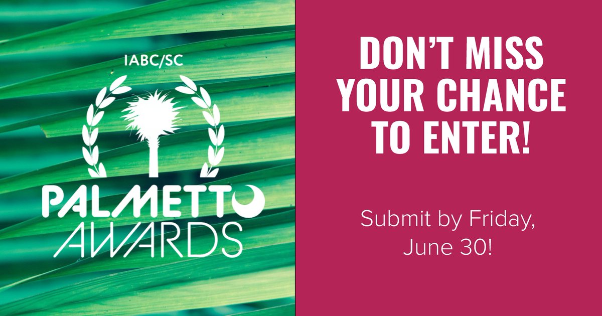 Don't forget: The Palmetto Awards deadline is a week from today. Submit now! sc.iabc.com/palmetto-award… #IABCSC #2023PalmettoAwards
