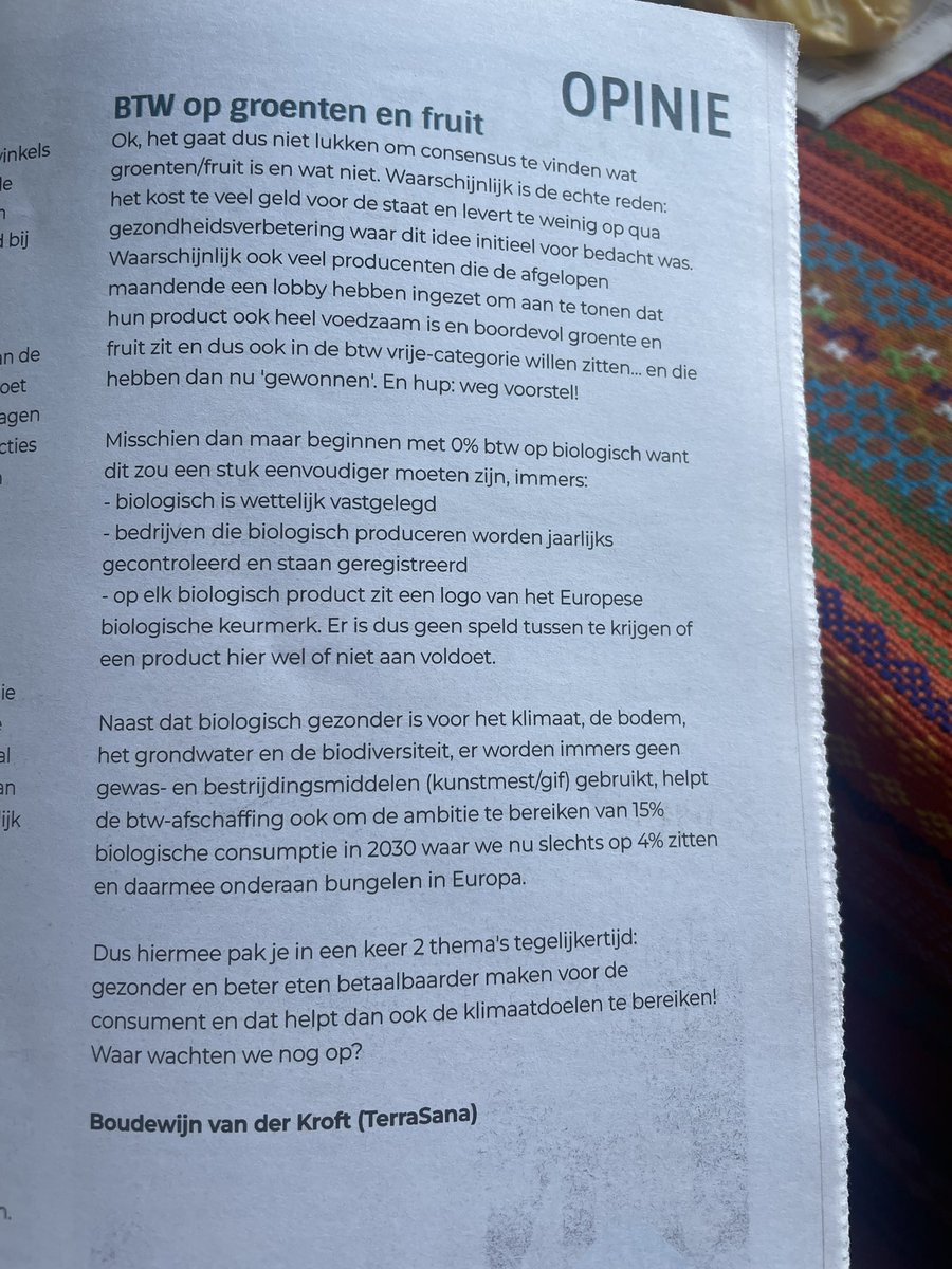 Goed punt. #biologisch geen #btw