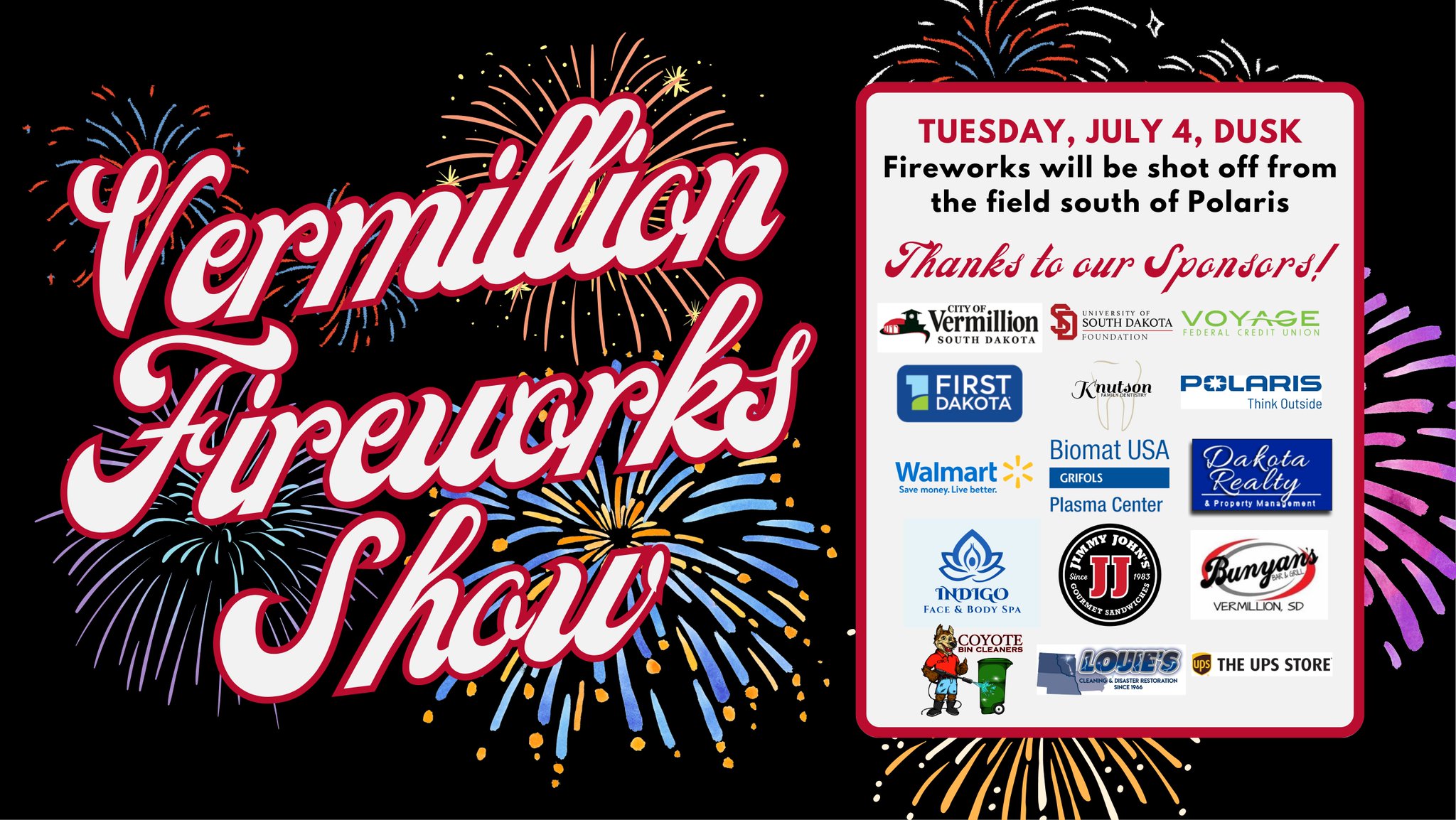 Vermillion, SD on Twitter "It's official—Vermillion's annual fireworks
