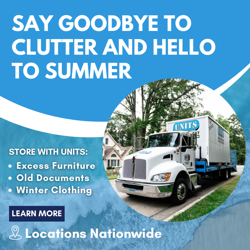 Bye-bye clutter, hello summer!  UNITS of Atlanta is here to help you live a clutter-free life and keep your house clean this season and the next. bit.ly/3utwcl4

#UNITSStorage #portablestorage #storage #storagefacility #climatecontrol #declutter #realtors #Atlanta #GA