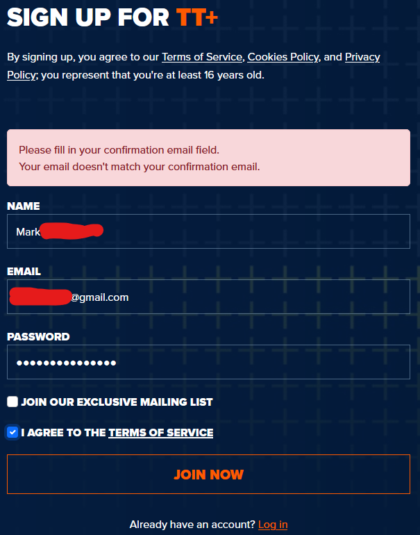Hi, <a href="/ttracesofficial/">Isle of Man TT Races</a> I can't register on your website, I just get this error