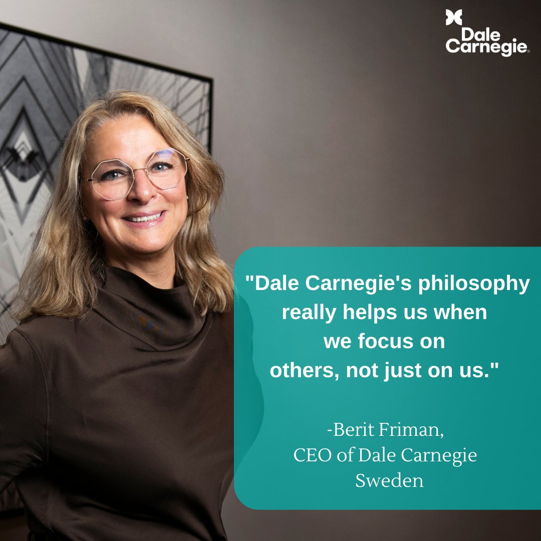 “When we talk to each other, we need to find a way to connect with others and show them they are important.” - Berit Friman, CEO of Dale Carnegie Sweden.

 #DaleCarnegie #leadership