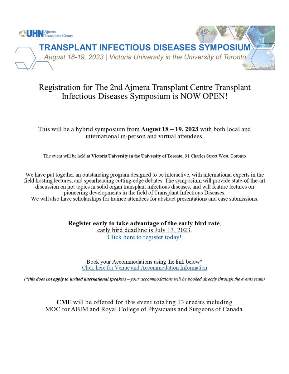 Looking for a cutting-edge Tx ID event? Look no further! The Ajmera Tx ID Hybrid Symposium registration page is finally open! Register today to take advantage of early bird rates - CST & AST Member discount offered! events.myconferencesuite.com/Transplant_ID_…