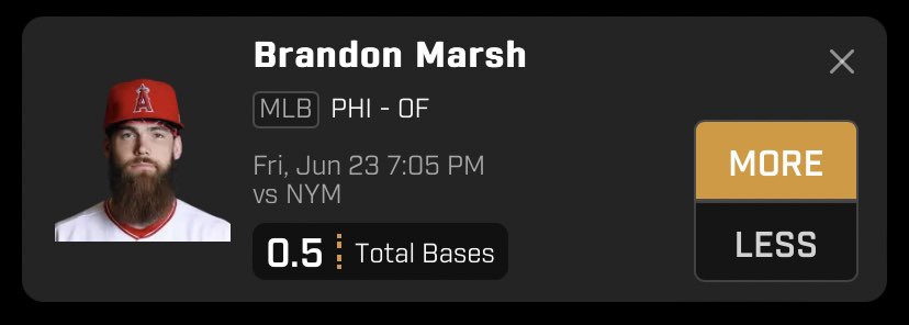 Fifth free pick of the day‼️Brandon Marsh over 0.5 total bases. Like if you’re tailing! #PrizePicks #underdogpicks #NBA #MLB #NHL #WNBA #NFL #sportsbettingtwitter #GamblingTwitter