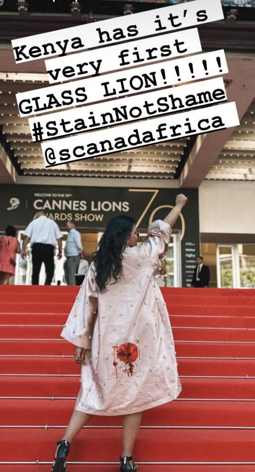Super super super happy with #stainnotshame winning the first Glass @Cannes_Lions for Kenya. That was our last hurrah (.@GI_Jha Shameem .@scsawe .@MediaMK and Megha Dutta) last hurrah for .@SCANADAfrica .@WPPScangroup .@WPP .@readmark .@patriciaithau