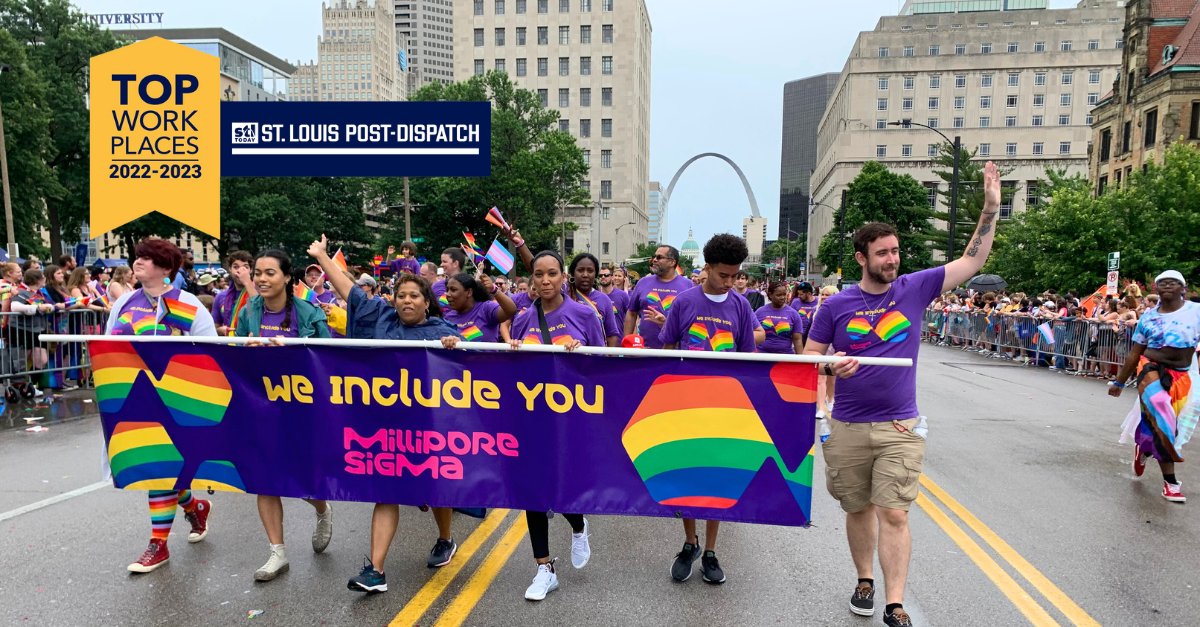 MilliporeSigma's tweet photo. Our awesome colleagues did it again🫶 We were named a Top Workplace by @stltoday for the second year. Thanks to our employees in St. Louis and worldwide who make our community a warm, welcoming environment for all. Learn more: