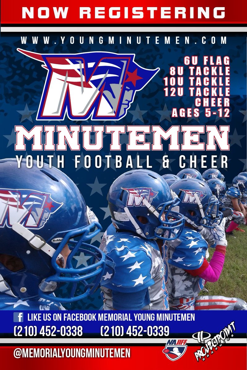 It is important to support youth sports as an integral part of building a competitive foundation.
<a href="/Brentwood_STEAM/">Brentwood STEAM School of Innovation</a> <a href="/ETWrennMS/">E.T. Wrenn Middle School</a>
<a href="/GusUniversity/">Gus Garcia University School</a> <a href="/EISDofSA/">Edgewood ISD</a>
can consider registering eligible children online now  for fall football and cheer at youngminutemen.com #PlayToWIN