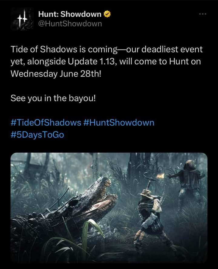 Fellow Hunters!!!! we have a DATE!!! who's excited????

#Huntshowdown #crytek #tideofshadows #botb #bestofthebayou #twitch #huntshowdownstreamers