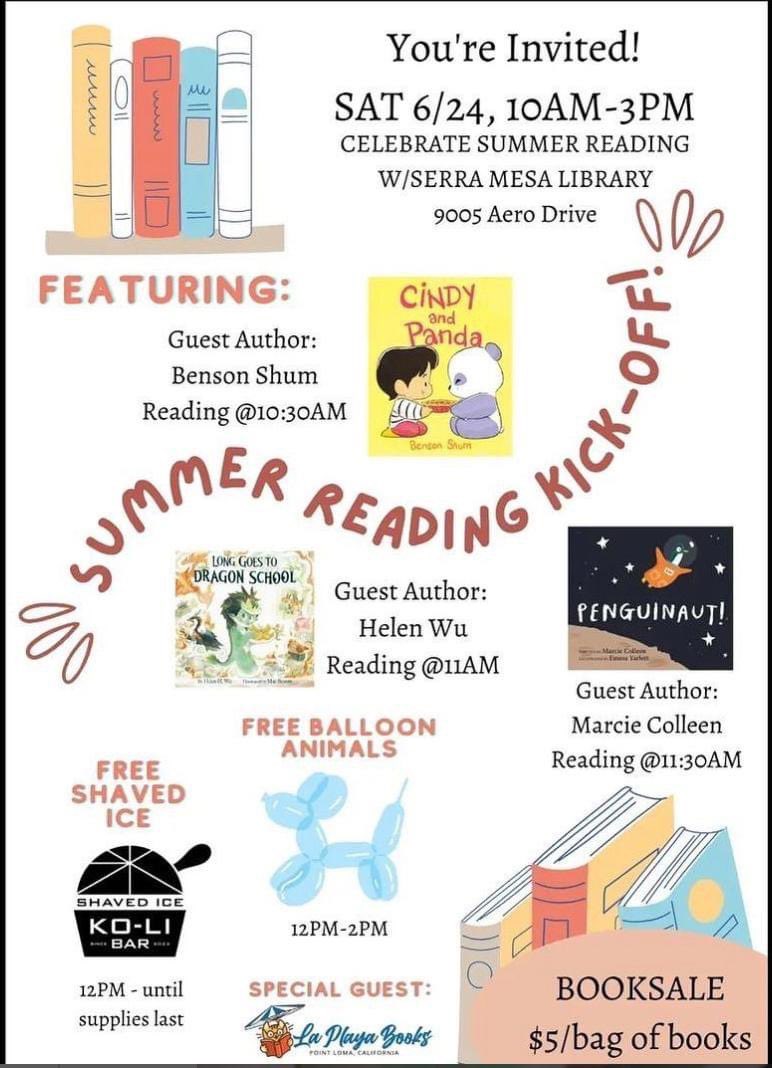 I'll be reading LONG GOES TO DRAGON SCHOOL at @SDPublicLibrary , June 24, with fellow author friends @bshum79 and @MarcieColleen1 ! If you're around, I hope to meet you there!! #library #reading #readaloud #childrensbooks #picturebooks #Summerfest #SummerVibes @YeehooPress
