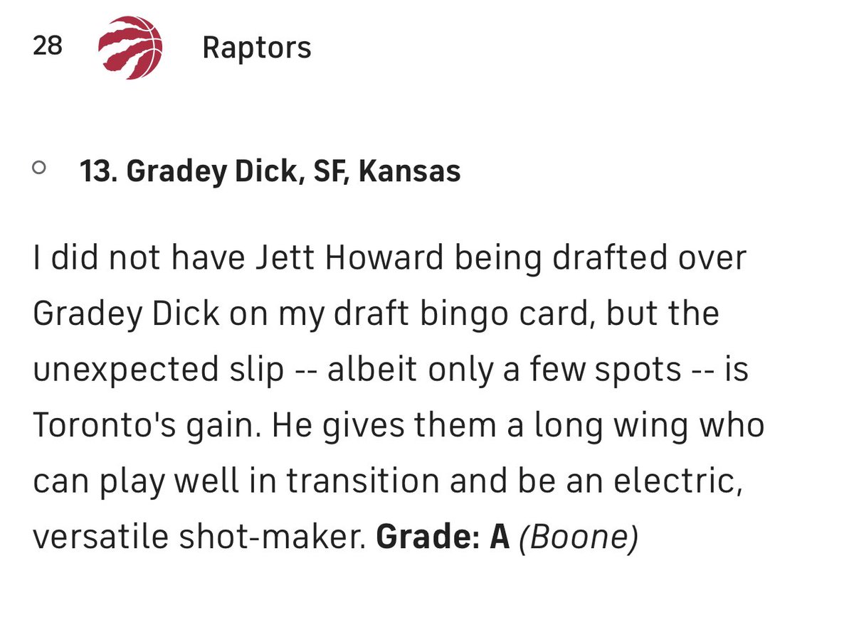 CBS Sports gave the Raptors an “A” grade after last night’s draft! #WeTheNorth