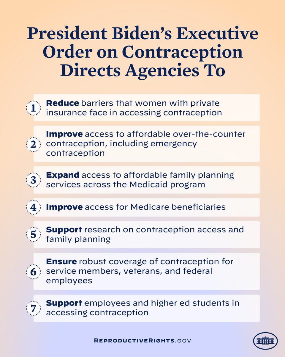 Contraception is an essential part of reproductive health care – and more important than ever as women’s health care is under attack.
 
The Executive Order I just signed will make it easier for Americans across the country to obtain the contraception they need.